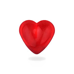 Glass red heart isolated on white background.
