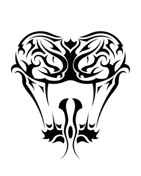 poison angry tiger snake head with venomous fangs tattoo sticker symbol