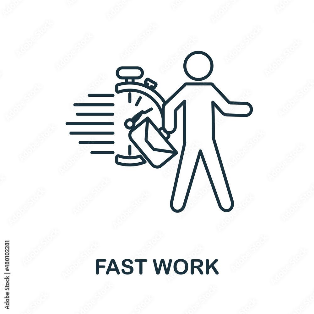 Poster fast work icon. line element from digital transformation collection. linear fast work icon sign for 