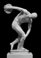 Discus thrower discobolus statue. A part of the ancient Olymp games. A Roman copy of the lost...