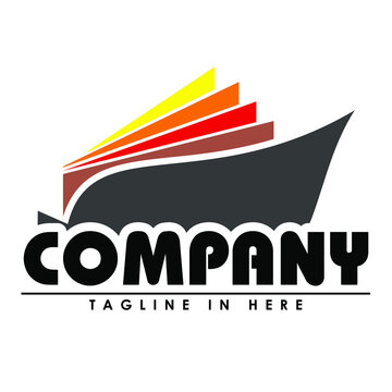 A logo with a simple and elegant ship shape