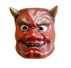 Traditional Japanese mask of a demon, Kabuki Mask isolated on white background with clipping path