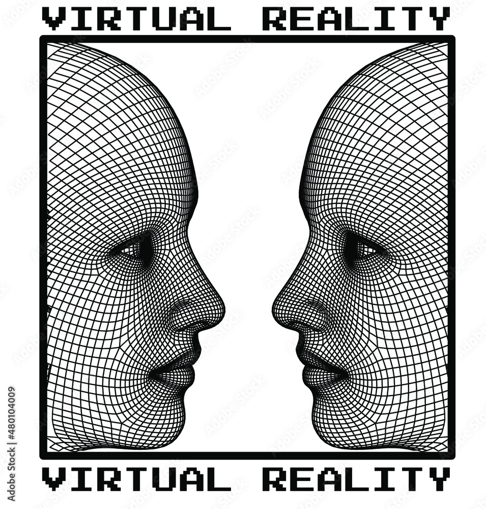 Aufkleber 3d wireframe of a human head. concept for artificial intelligence and neural networks themes.
