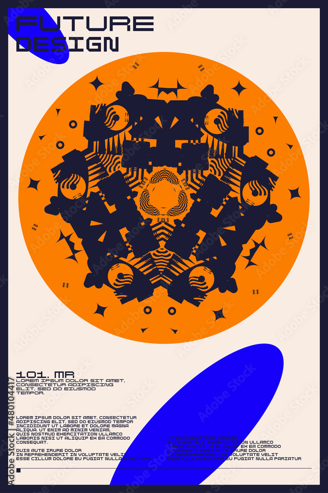 Poster composition with dynamic and geometric shapes. abstract background for design.