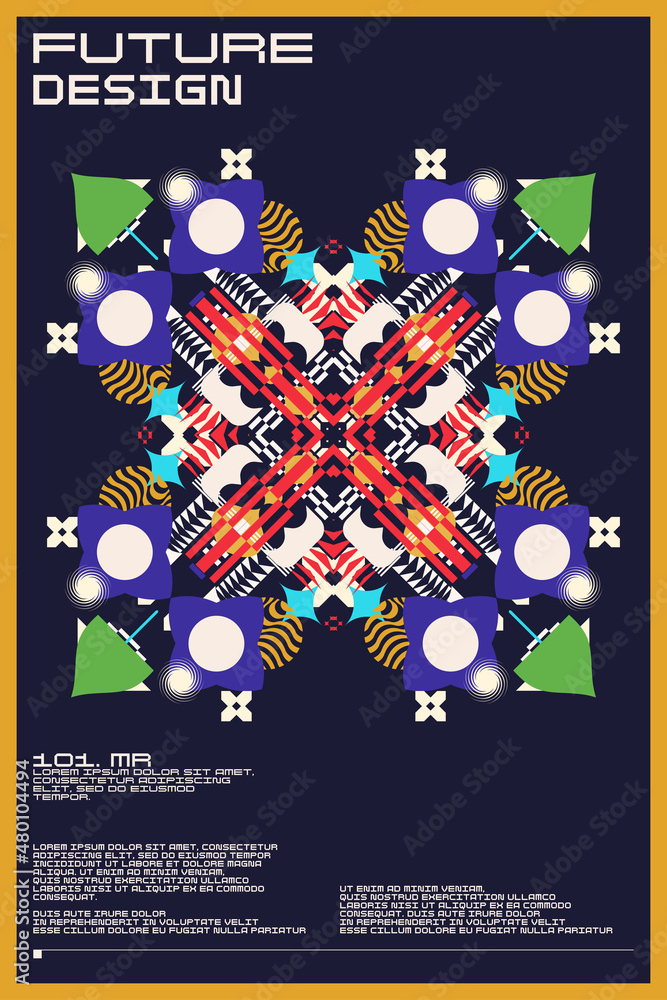 Poster composition with dynamic and geometric shapes. abstract background for design.