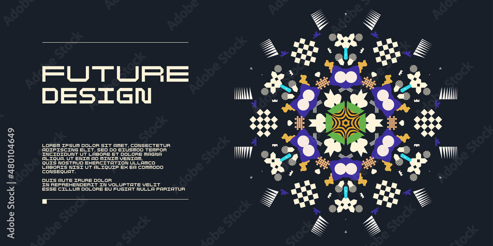 Poster composition with dynamic and geometric shapes. abstract background for design.