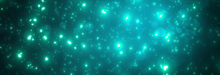 キラキラと舞う光の粒の横長の壁紙　パーティクル　光の粒　粒々