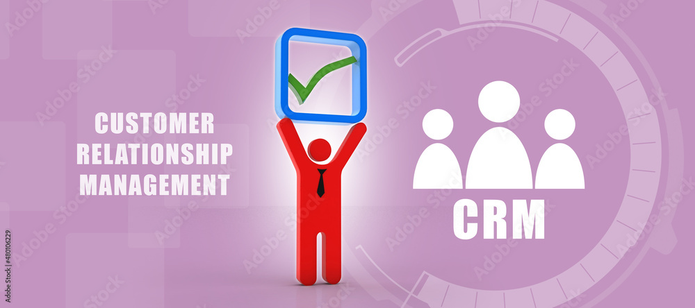 Poster 3d rendering business man with check mark
