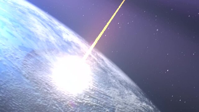 Asteroid meteor Comet Hitting earth ocean with massive expolosion
Shock wave in the sea with debris flying in atmosphere, Global threat concept
