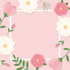 vector background with flowers and leaves for banners, cards, flyers, social media wallpapers, etc.