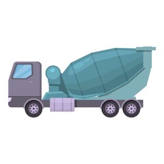 Fototapeta premium Worker concrete mixer icon cartoon vector. Cement truck. Machine building