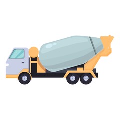 Concrete mixer icon cartoon vector. Cement truck. Building car