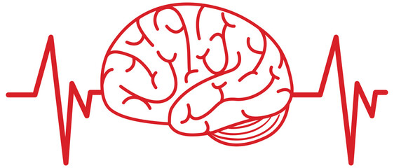 The brain has a red signal on white background