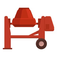 Red concrete mixer icon cartoon vector. Cement truck. Construction machine