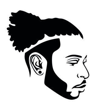 recommend clip art: Black African African American male portrait profile face vector silhouette.Mohawk hair dreadlocks,beard.Human drawing man head stencil.Barbershop.Afro Hairstyle.Haircut.Plotter laser cut.Barber shop.