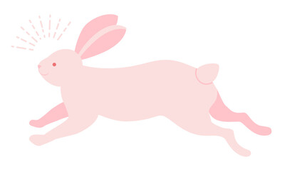 ピンクのうさぎのシンプルなベクターイラスト