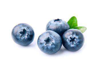 Sweet blueberries with leaves