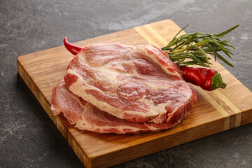 Raw pork meat neck steak