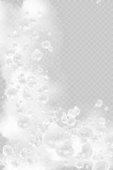 3d foam water, water with soap bubbles on a white background. Vector illustration.
