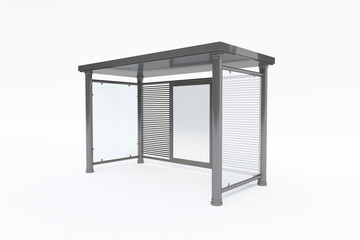 Bus Stop Bus Shelter Mockup with white Background 3D Rendering