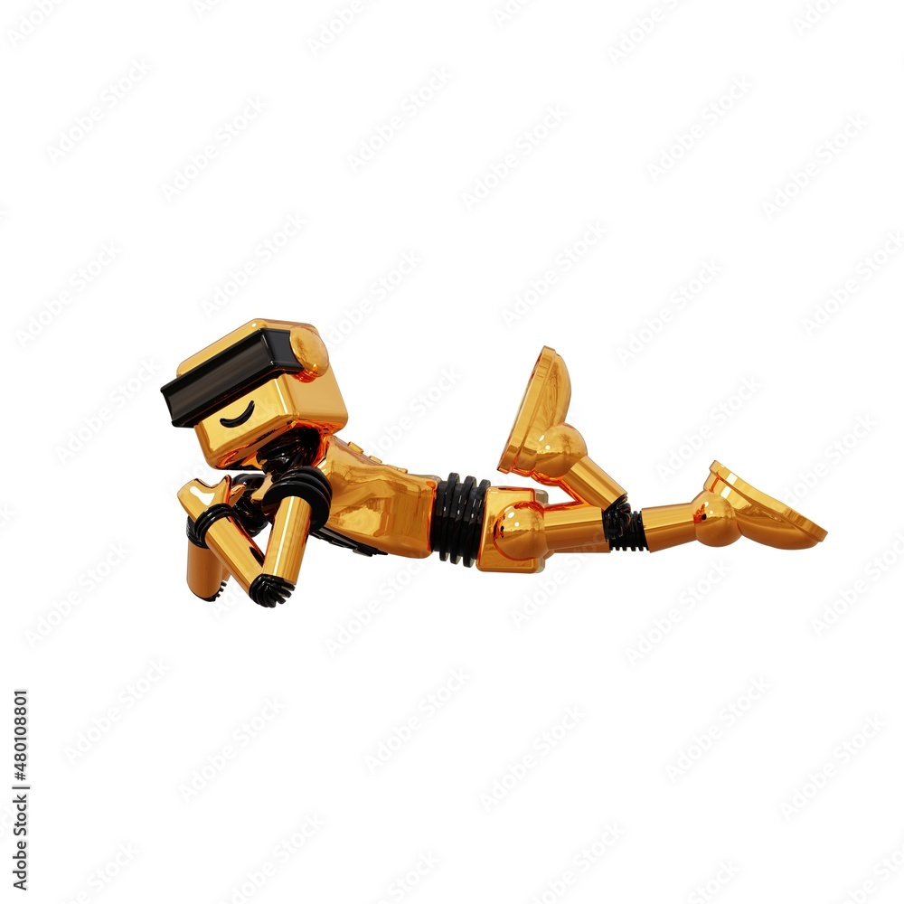 Poster gold robot isolated on white background. 3d rendering
