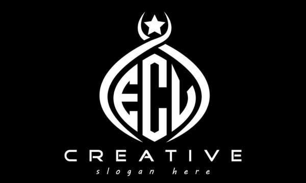 ECV three letters monogram curved oval initial logo design, geometric minimalist modern business shape creative logo, vector template