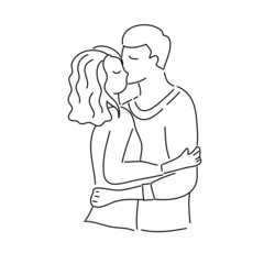 Couple in love, hand draw doodle cartoon vector illustration for valentine's day concept.