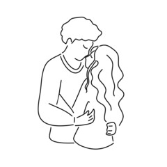 Couple in love, hand draw doodle cartoon vector illustration for valentine's day concept.