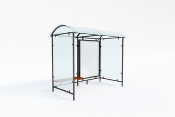 Bus Stop Bus Shelter Mockup with white Background 3D Rendering