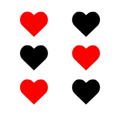 Red hearts icons. Vector illustration.