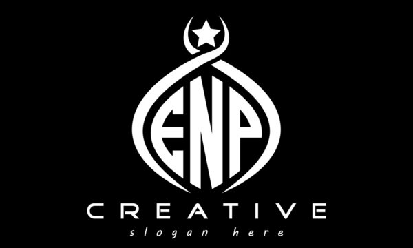 ENP three letters monogram curved oval initial logo design, geometric minimalist modern business shape creative logo, vector template