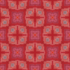 Background of red, pink and grey seamless mosaic geometric pattern fabric design