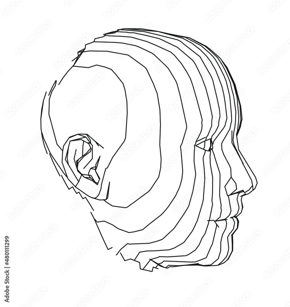 Aufkleber 3d wireframe of a human head. concept for artificial intelligence and neural networks themes.