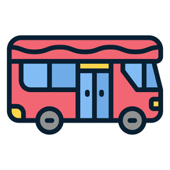Bus filled line color icon