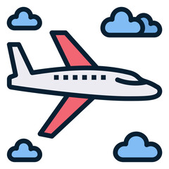 Airplane filled line color icon