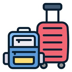 Luggage filled line color icon