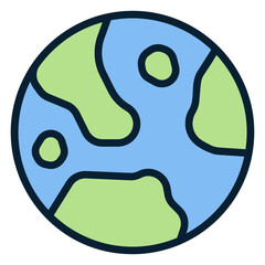 Earth filled line color icon