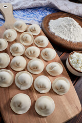 raw dumplings with cottage cheese