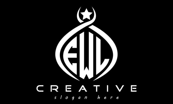 EWL three letters monogram curved oval initial logo design, geometric minimalist modern business shape creative logo, vector template	
