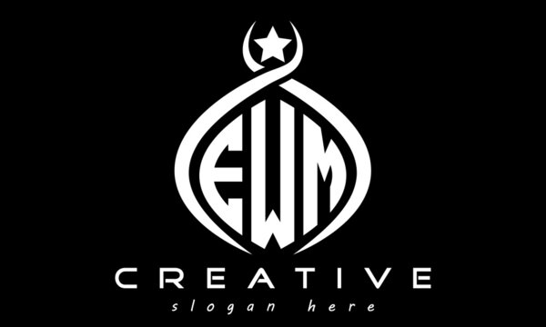 EWM three letters monogram curved oval initial logo design, geometric minimalist modern business shape creative logo, vector template	
