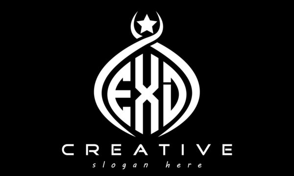 EXD three letters monogram curved oval initial logo design, geometric minimalist modern business shape creative logo, vector template	
