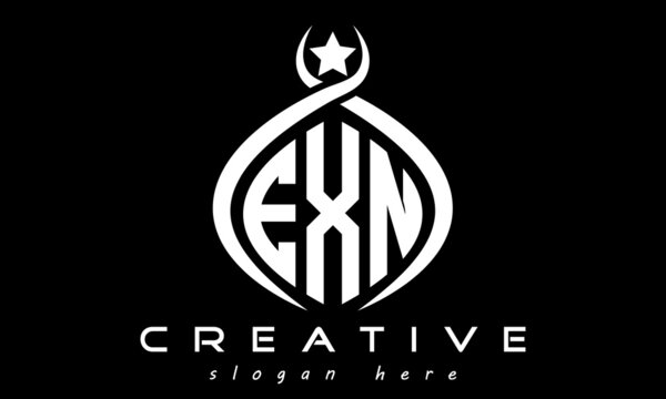 EXN three letters monogram curved oval initial logo design, geometric minimalist modern business shape creative logo, vector template	

