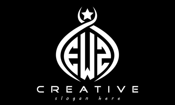 EWZ three letters monogram curved oval initial logo design, geometric minimalist modern business shape creative logo, vector template	
