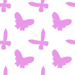 Fototapeta na wymiar Vector seamless pattern with pink silhouettes of butterflies for Valentine's Day background.Simple print with summer insect in doodle style.Design for packaging,textiles,wrapping paper,scrapbook.