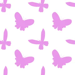 Raamstickers Vlinders Vector naadloze patroon met roze silhouetten van vlinders voor Valentijnsdag achtergrond. Eenvoudige print met zomer insect in doodle stijl. Ontwerp voor verpakking, textiel, inpakpapier, plakboek.