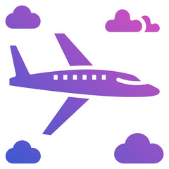 Airplane flat gradient icon
