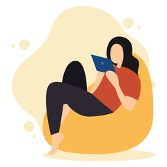 Freelancer job. Remote working. A woman sitting on the sofa with laptop for working.