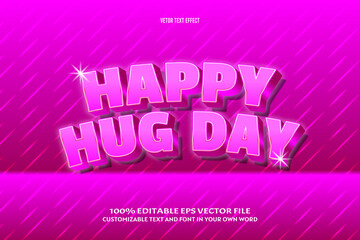 Happy hug day editable text effect 3 dimension emboss modern style