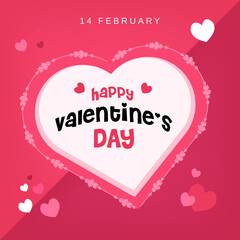 Happy valentines day 14 february poster design vector illustration, love celebration day