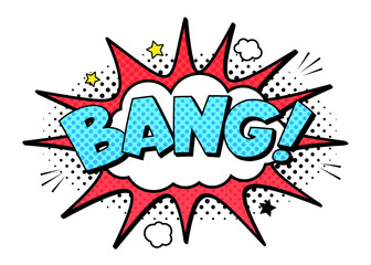 Bang sound exploding cloud for page of magazine